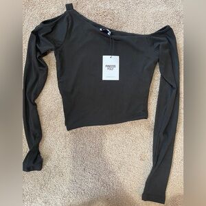 Princess Polly Black Asymmetrical Long Sleeve Shirt